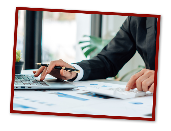 Close up of accountant working at his desk.